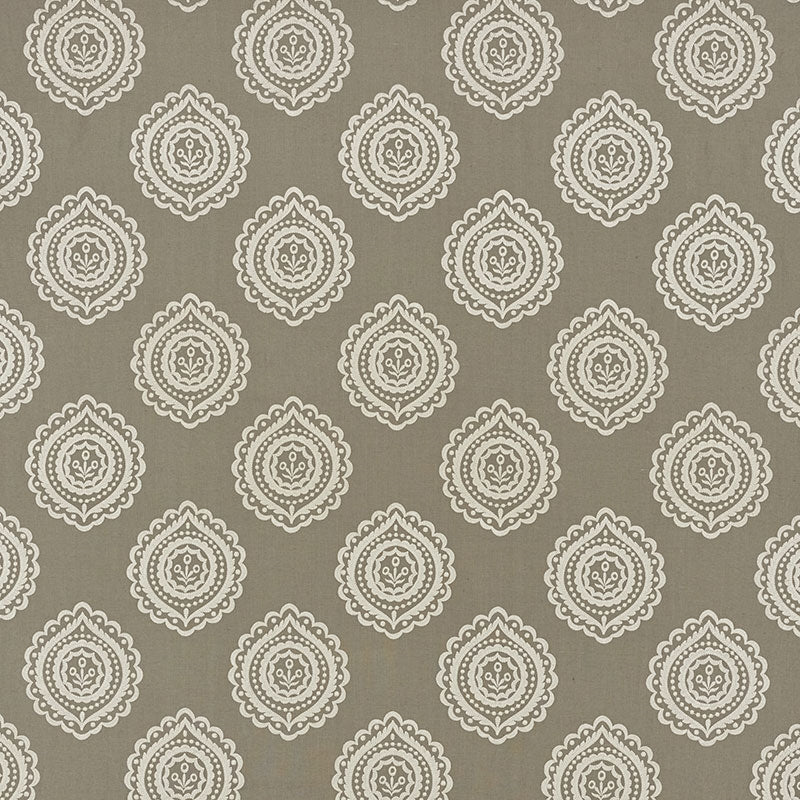 Purchase sample of 70202 Olana Linen Embroidery, Stone by Schumacher Fabric