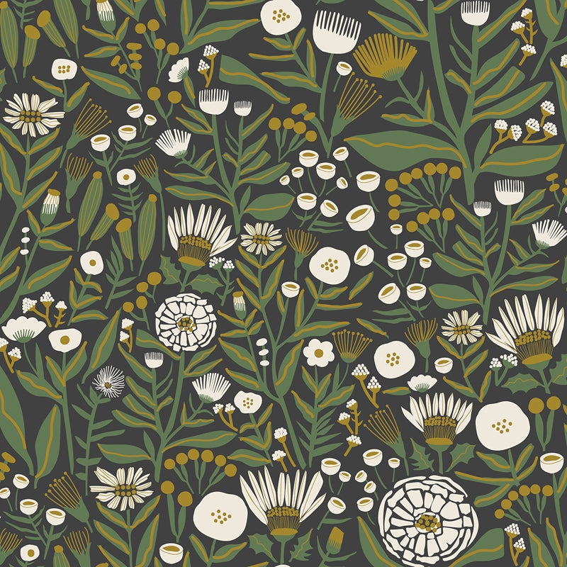 Sample LDS4585 Leah Duncan, Black Marigold Forest Peel and Stick Wallpaper by NuWallpaper