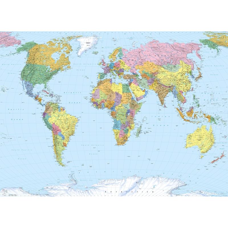 4-050 Colours  World Map Wall Mural by Brewster,4-050 Colours  World Map Wall Mural by Brewster2