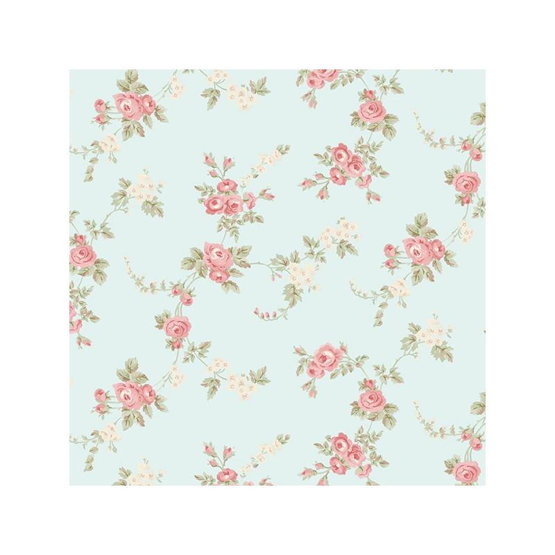 Sample AB27659 Flourish Abby Rose 4, Blue Chic Rose Wallpaper by Norwall