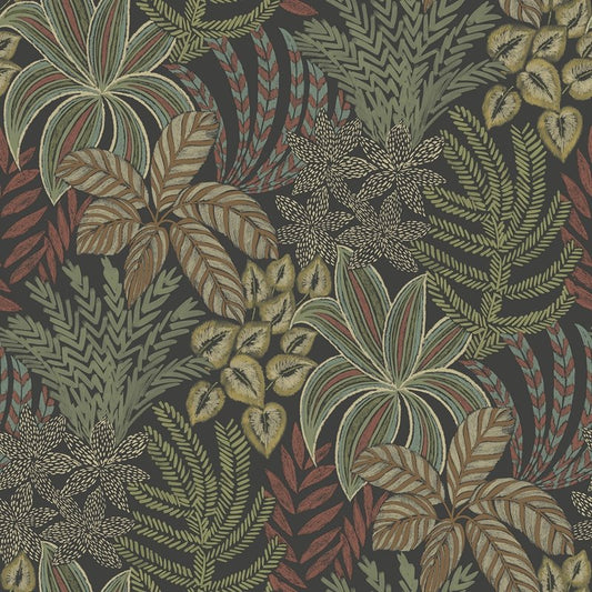 Save on 2970-13902 Revival Sumner Black Woodland Botanical Wallpaper Black A-Street Prints Wallpaper