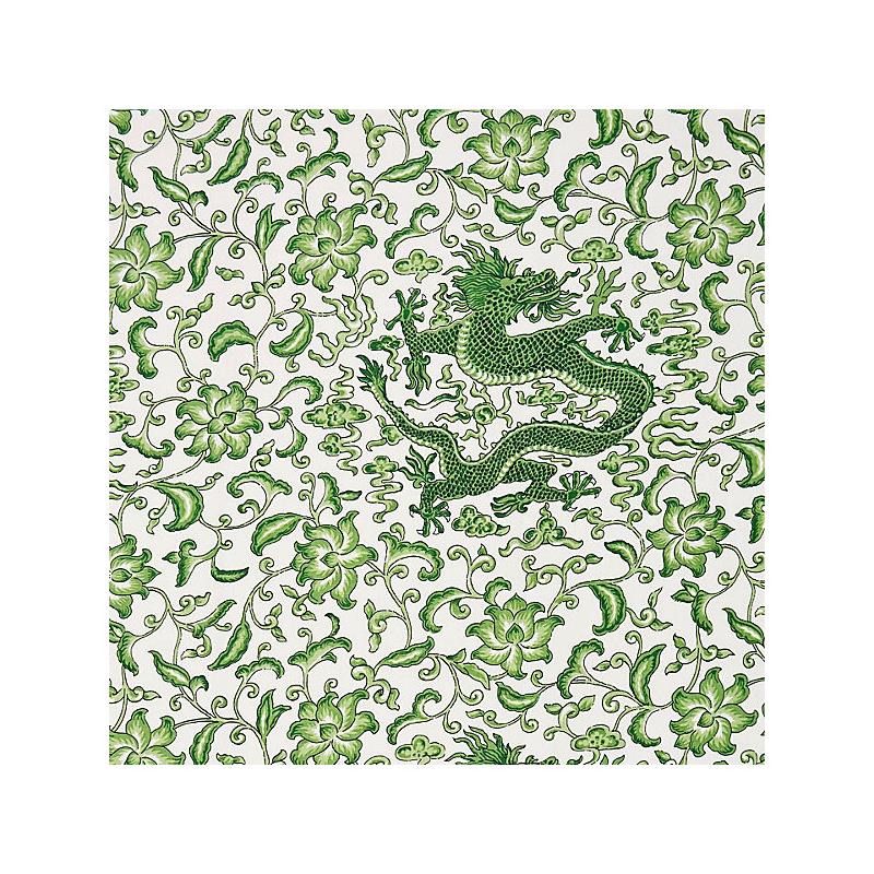 Sample 16558-002 Chi'En Dragon Linen Print, Jade - Scalamandre Fabric (SC 000216558)