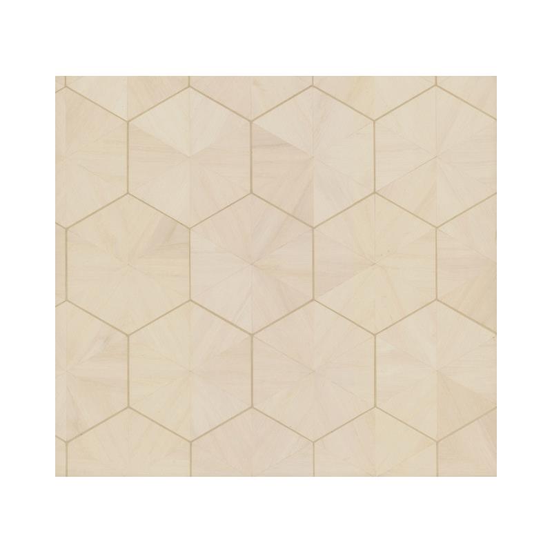 Sample HO2101 Ronald Redding Traveler Hexagram Wood Veneer Off White Ronald Redding Wallpaper
