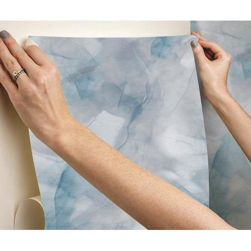 Shop Psw1080Rl Watercolors Texture Blue Peel And Stick Wallpaper