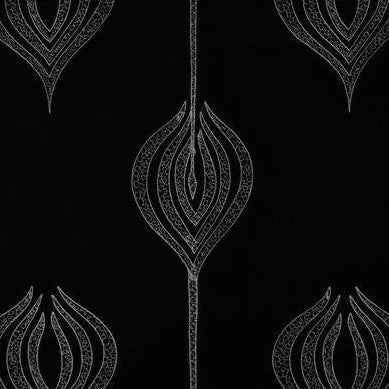 Looking GWF-2928.816.0 Tulip Embroidery Black Modern/Contemporary by Groundworks Fabric