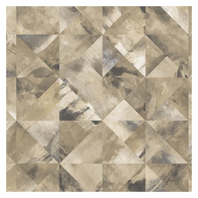 Save FW36821 Fresh Watercolors Neutral Mosaic Wallpaper in Ochre Brown & Greys by Norwall Wallpaper