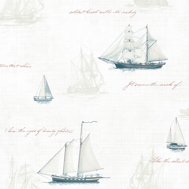 Order 4041-01703 Passport Andrew White Sailboat Wallpaper White by Advantage