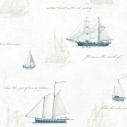 Order 4041-01703 Passport Andrew White Sailboat Wallpaper White by Advantage