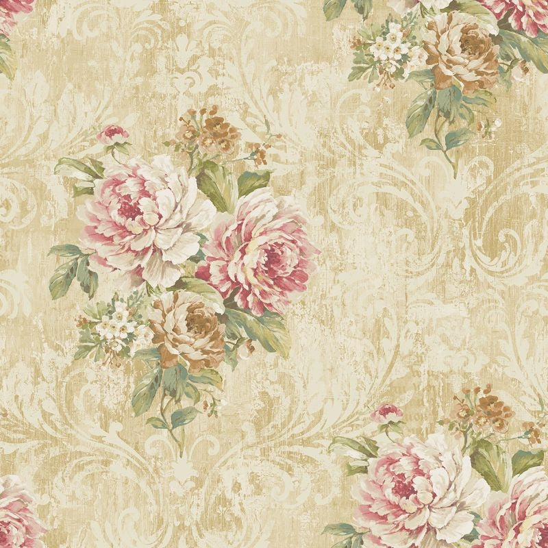 Find VF31007 Manor House Bouquet with Frame by Wallquest Wallpaper