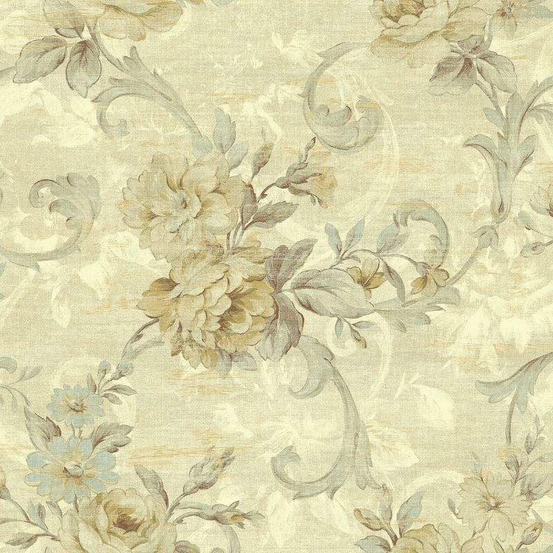 View AR31207 Nouveau Large Floral Scroll by Wallquest Wallpaper