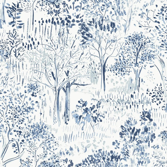 Select 3124-13893 Thoreau Walden Navy Forest Wallpaper Navy by Chesapeake Wallpaper