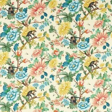 Select F1603/01 Sapphire Garden Ivory Animal/Insects by Clarke And Clarke Fabric