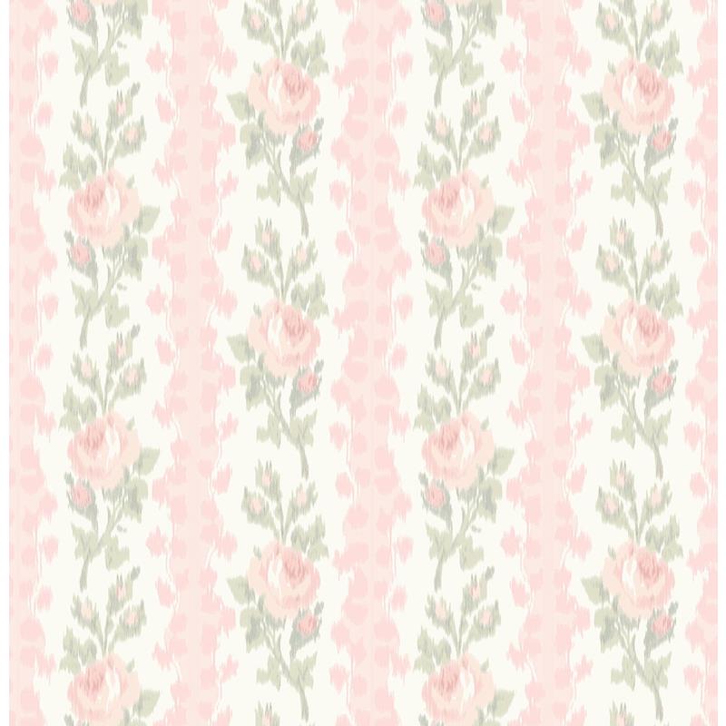 Sample AST4105 LoveShackFancy, Blooming Heirloom Marie Pink Rose Stripe by A-Street Prints Wallpaper
