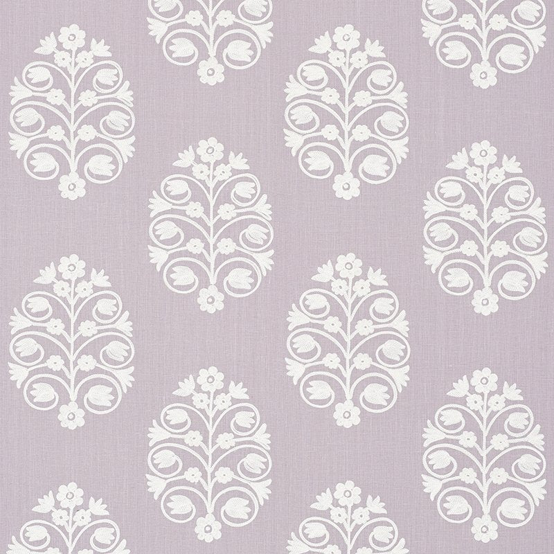 Purchase sample of 72091 Talitha Embroidery, Wisteria by Schumacher Fabric