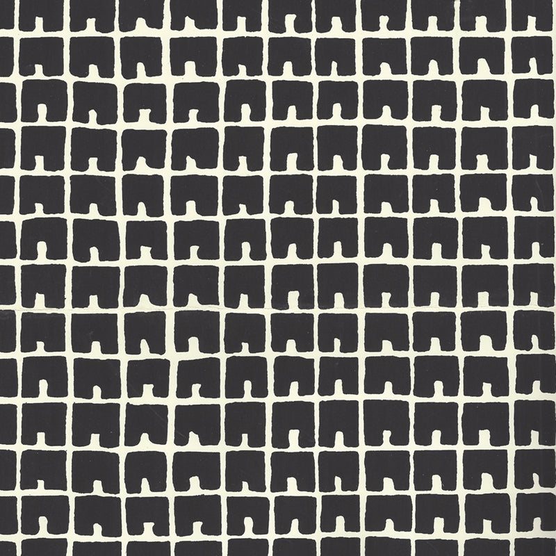 Sample 4045-10WP Fez Ii, Black on Off White by Quadrille Wallpaper