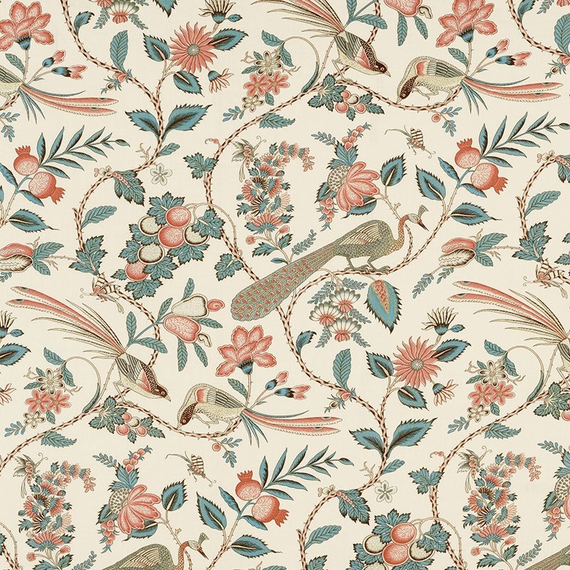 Purchase sample of 175950 Campagne Peacock  Rouge by Schumacher Fabric