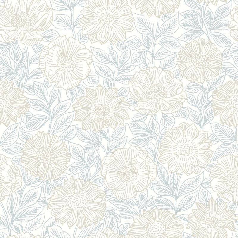 Sample 4072-70045 Delphine, Faustin Neutral Floral Wallpaper by Chesapeake
