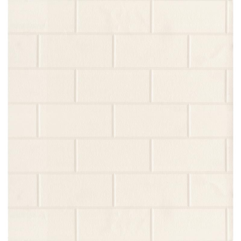 Sample 2904-21399 Fresh Start Kitchen and Bath, Bettina White Paintable Subway Tile Wallpaper by Brewster