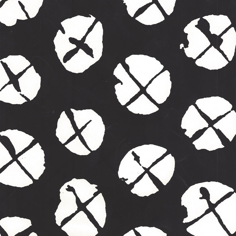 Sample 6655WP-10 Obi Ii Reverse, Black on Almost White by Quadrille Wallpaper