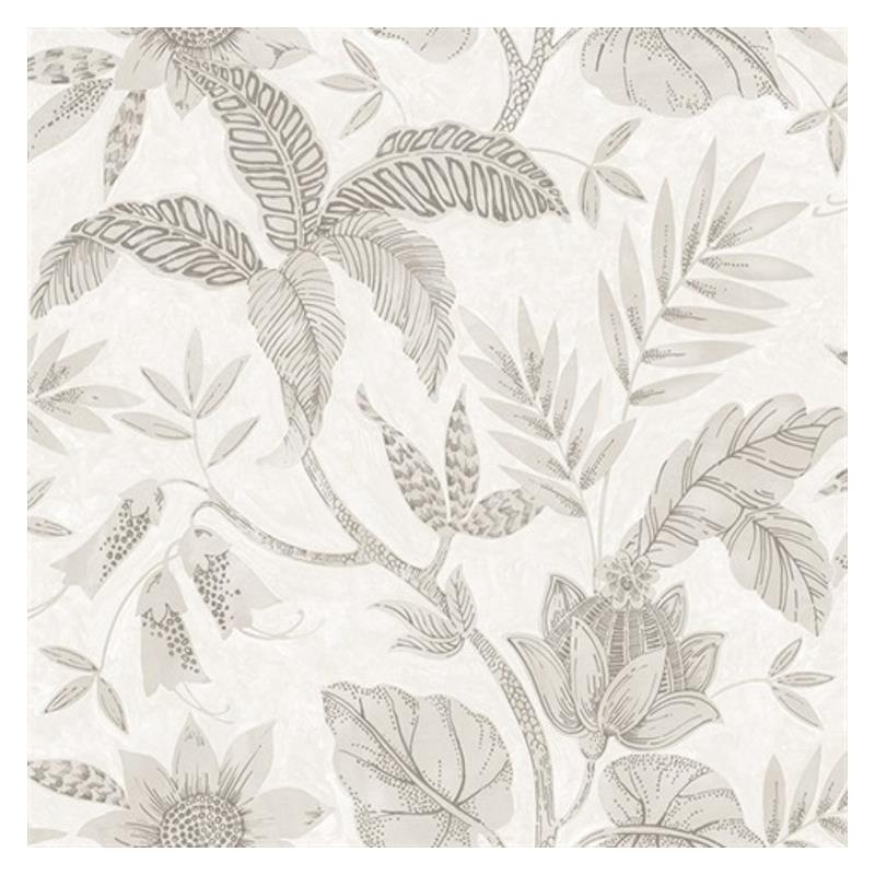 Sample RY30208 Boho Rhapsody, Rainforest Leaves Ivory and Daydream Gray Seabrook Wallpaper