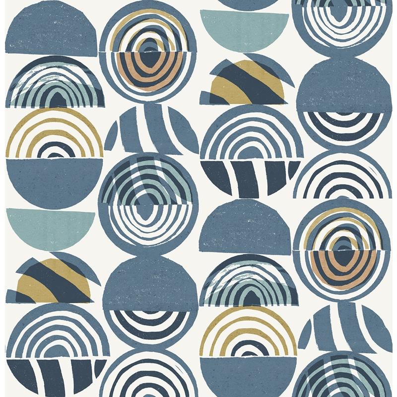 Sample 4014-26446 Seychelles, Mahe Blue Mod Geometric Wallpaper by A-Street Prints Wallpaper