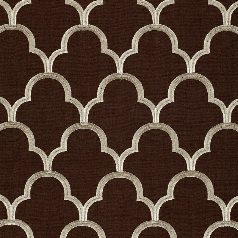 Purchase sample of 64322 Scallop Embroidery, Espresso by Schumacher Fabric