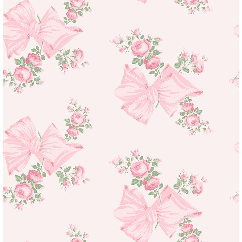 Purchase AST4169 LoveShackFancy Rosa Beaux Pink Mint Large Bow Spot Pink Mint A-Street Prints Wallpaper