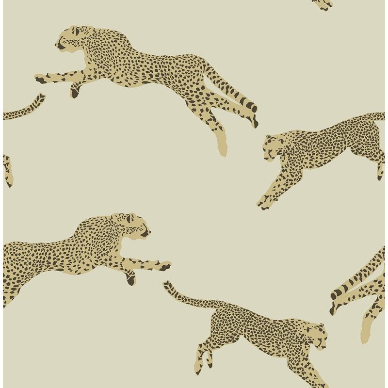 Sample SCS4274 Scalamandre, Dune Leaping Cheetah Peel and Stick Wallpaper by NuWallpaper
