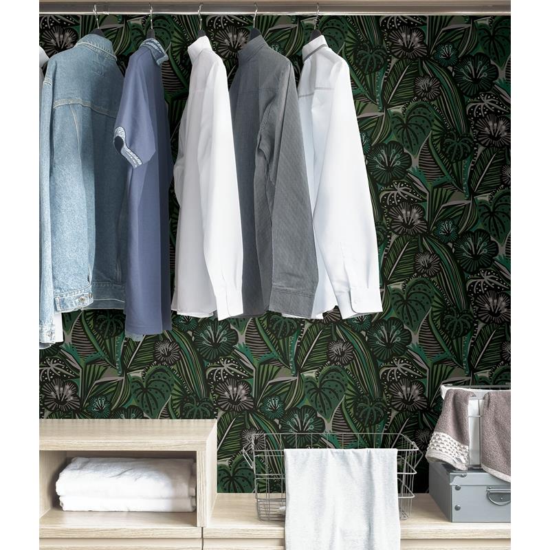 PLS4205 Pip &amp; Lo Greens Lotusland Peel &amp; Stick Wallpaper by NuWallpaper4