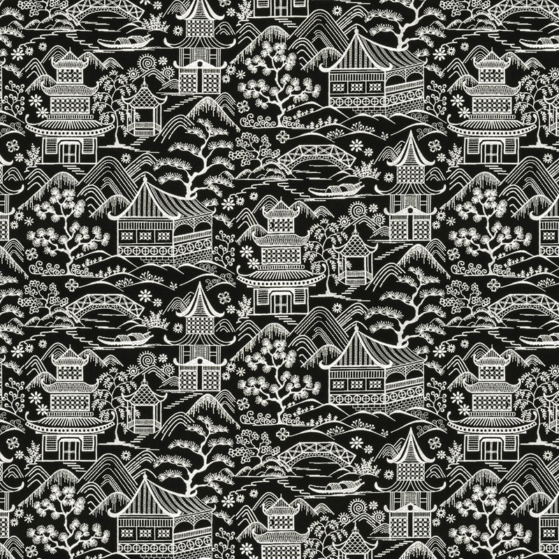 Sample UPSA-2 Upsala 2 Black/white by Stout Fabric