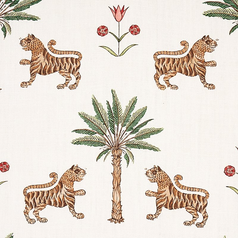 Search 179932 Tiger Palm Crimson Schumacher Fabric
