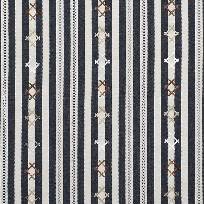 Purchase sample of 74461 Rhodes Stripe, Black by Schumacher Fabric
