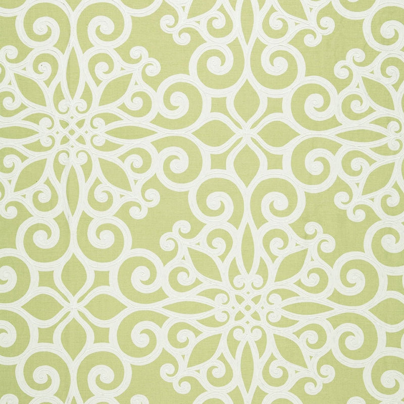 Purchase sample of 174563 Rosegate Embroidered Print, Chartreuse by Schumacher Fabric