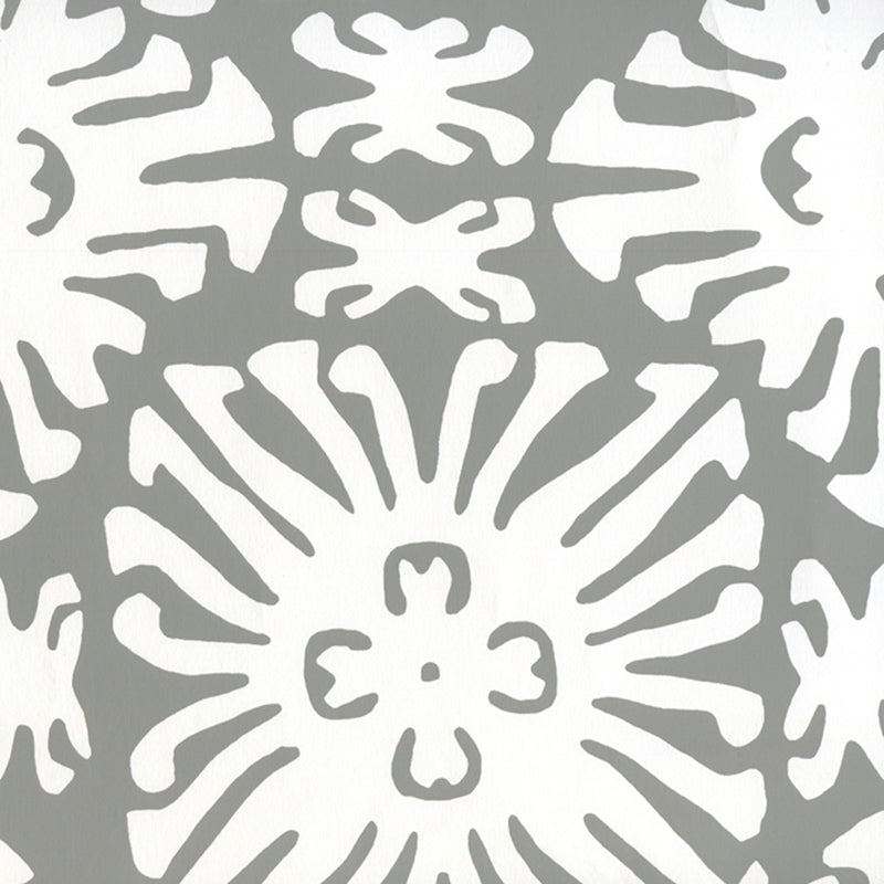 Sample 2485WP-06 Sigourney Reverse Small Scale, Gray on White by Quadrille Wallpaper