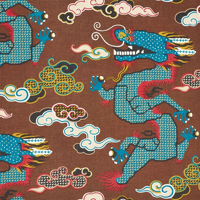 Purchase sample of 178592 Magical Ming Dragon, Brown by Schumacher Fabric