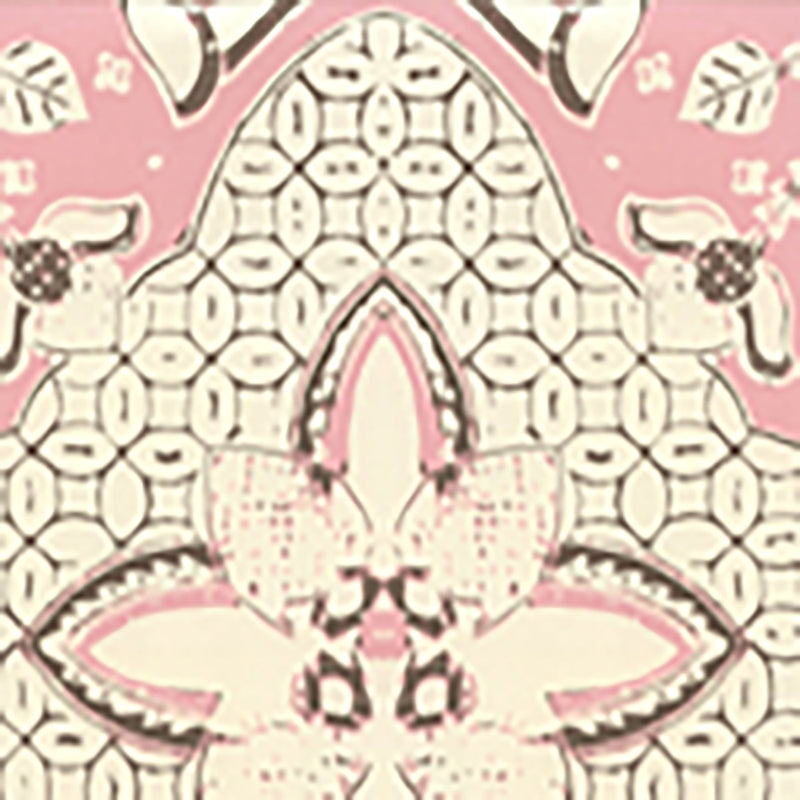 Sample 6430-14WP New Batik, Pink Brown on Off White by Quadrille Wallpaper