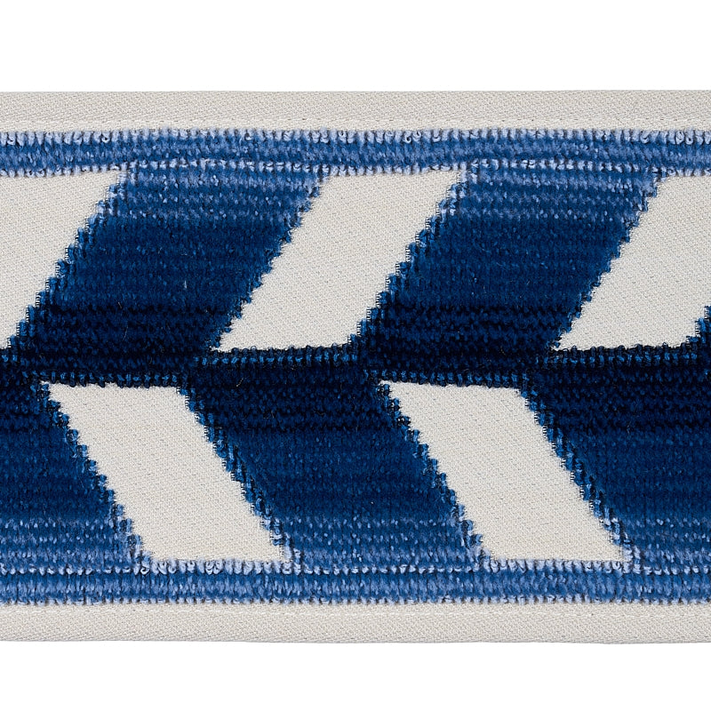 Sample 80180 Chevron Strie Velvet Tape, Lapis By Schumacher Trim