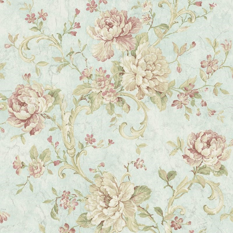 Find MV80402 Vintage Home 2 Floral Scroll by Wallquest Wallpaper
