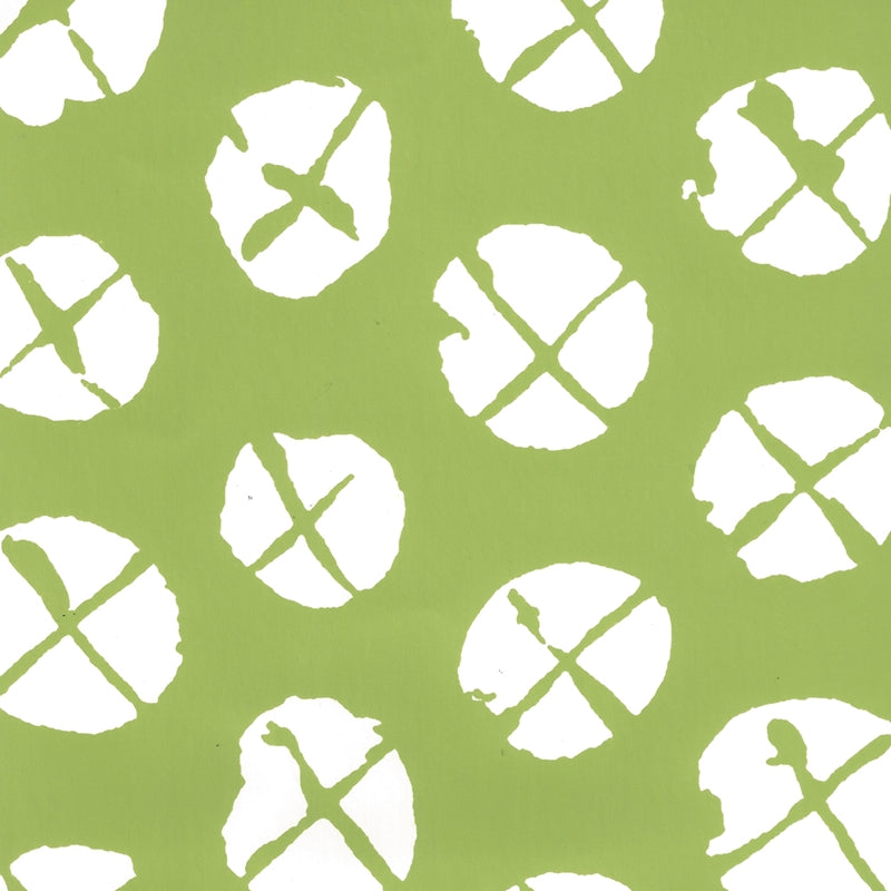 Sample 6655WP-03 Obi Ii Reverse, Jungle Green on Almost White by Quadrille Wallpaper