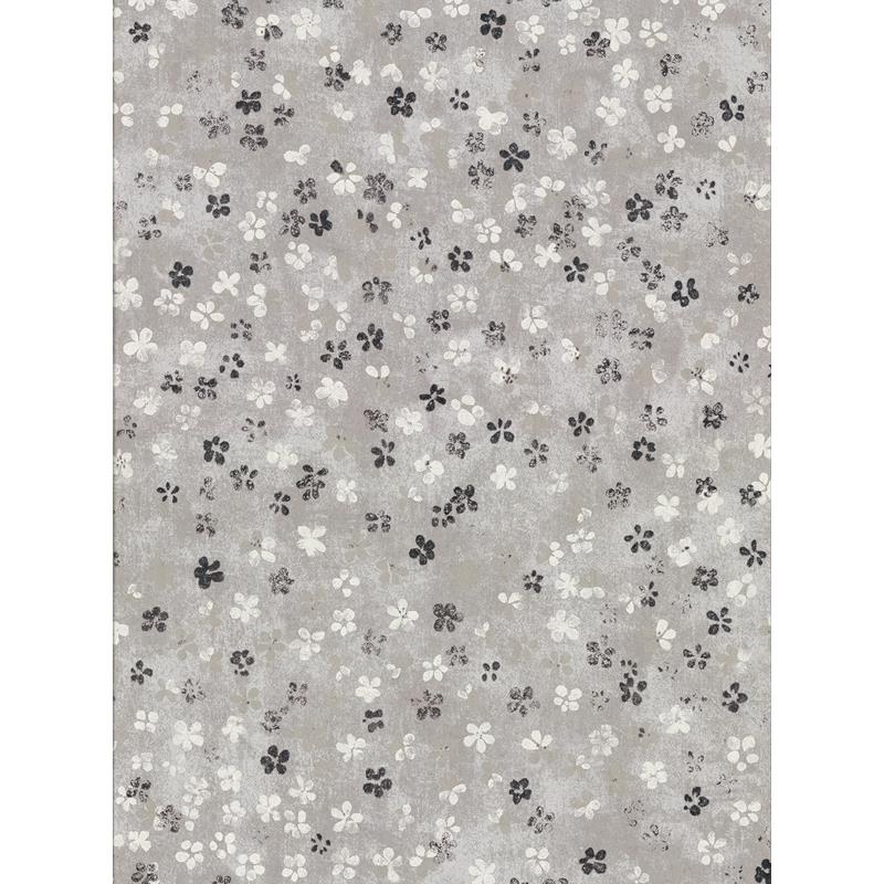 Sample 2904-00207 Fresh Start Kitchen and Bath, Cosima Grey Miniature Floral Wallpaper by Brewster