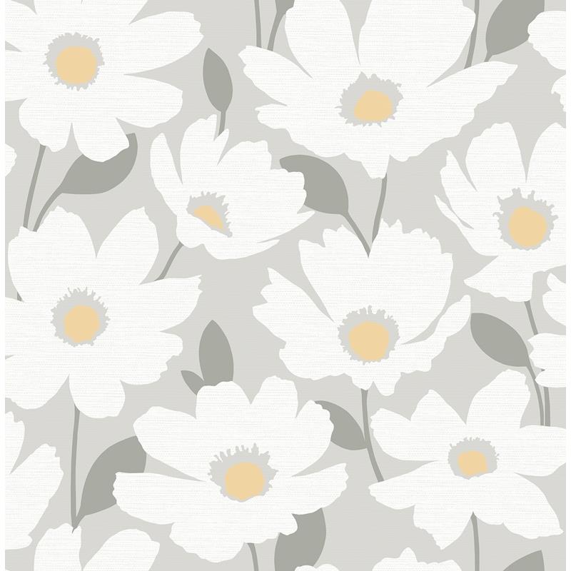 Search 2904-25674 Fresh Start Kitchen & Bath Astera Grey Floral Wallpaper Grey Brewster