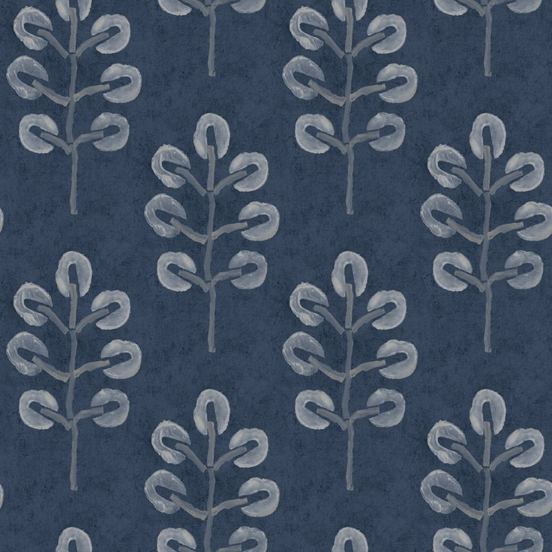 Purchase 3124-13872 Thoreau Plum Tree Dark Blue Botanical Wallpaper Dark Blue by Chesapeake Wallpaper