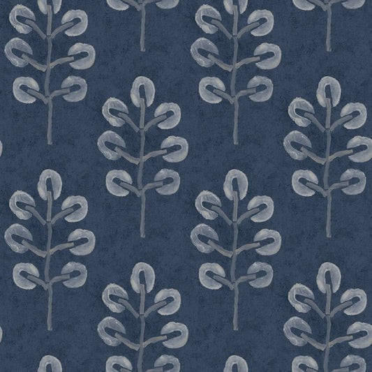 Purchase 3124-13872 Thoreau Plum Tree Dark Blue Botanical Wallpaper Dark Blue by Chesapeake Wallpaper