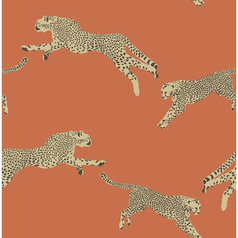 Sample SCS4275 Scalamandre, Clementine Leaping Cheetah Peel and Stick Wallpaper by NuWallpaper