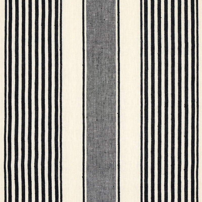 Purchase 66096 Summerville Linen Stripe Black by Schumacher Fabric