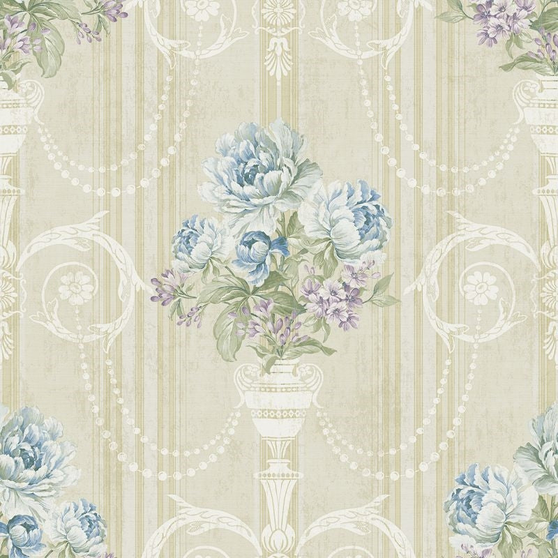 Order VA10702 Via Allure 2 Stripe Bouquet  by Wallquest Wallpaper