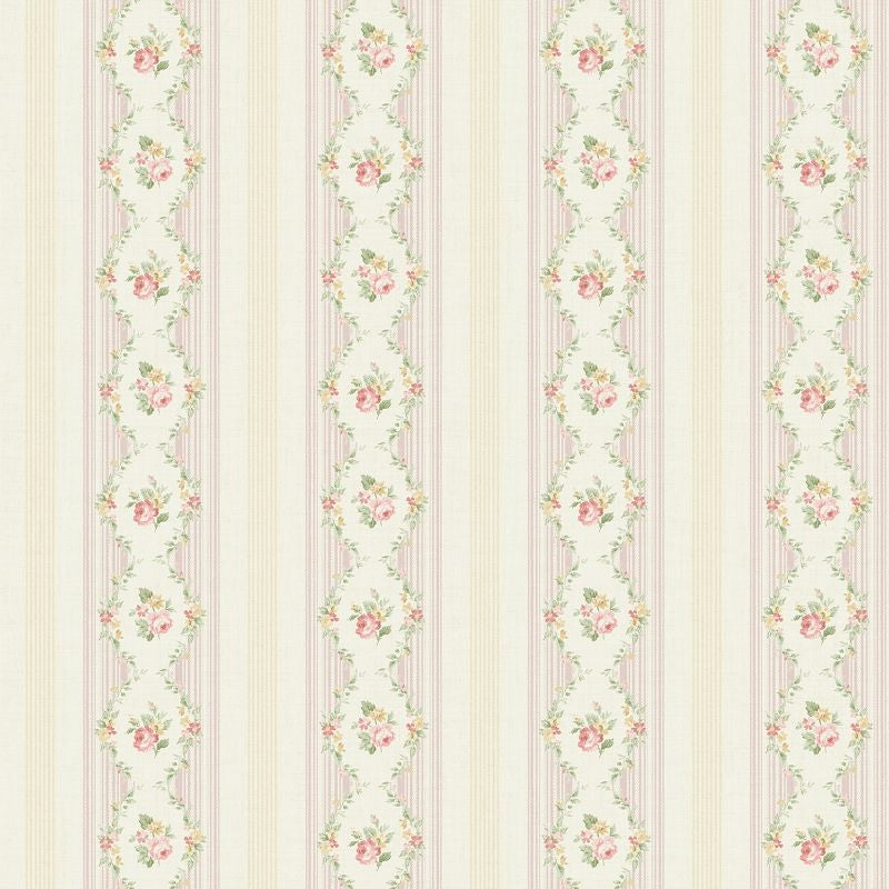Search FG71103 Flora Floral Stripe by Wallquest Wallpaper