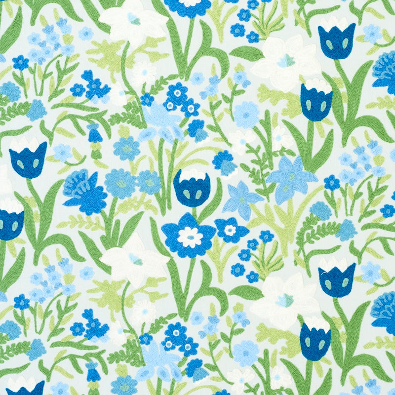 Purchase sample of 78290 Crewel Garden, Sky by Schumacher Fabric