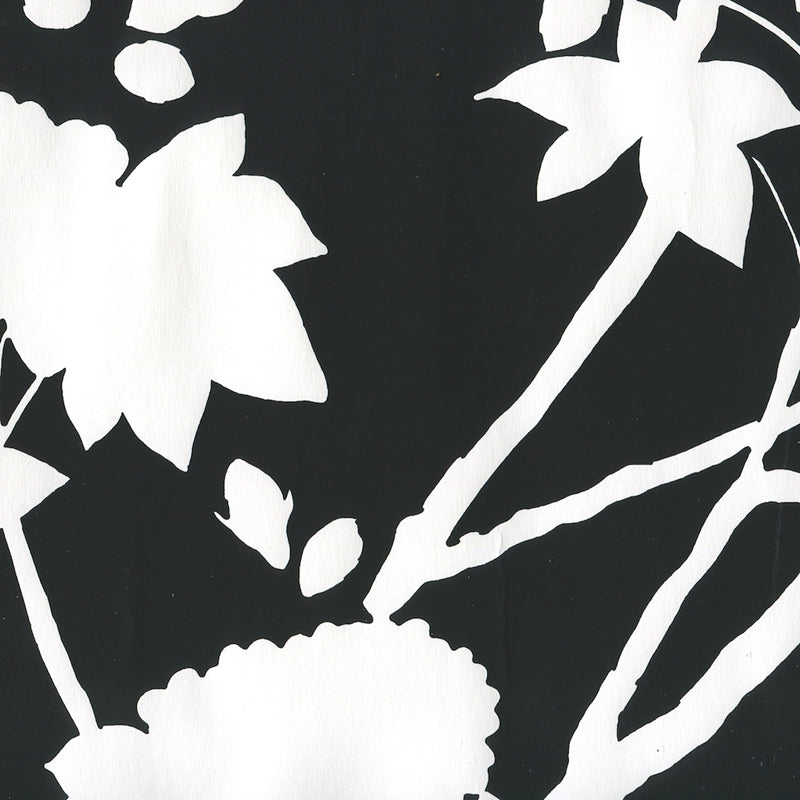 Sample 306189W Happy Garden Background, Black on White by Quadrille Wallpaper