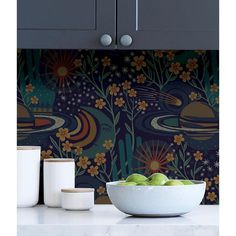 PLS4208 Pip &amp; Lo Navy Ethereal Cosmos Peel &amp; Stick Wallpaper by NuWallpaper3